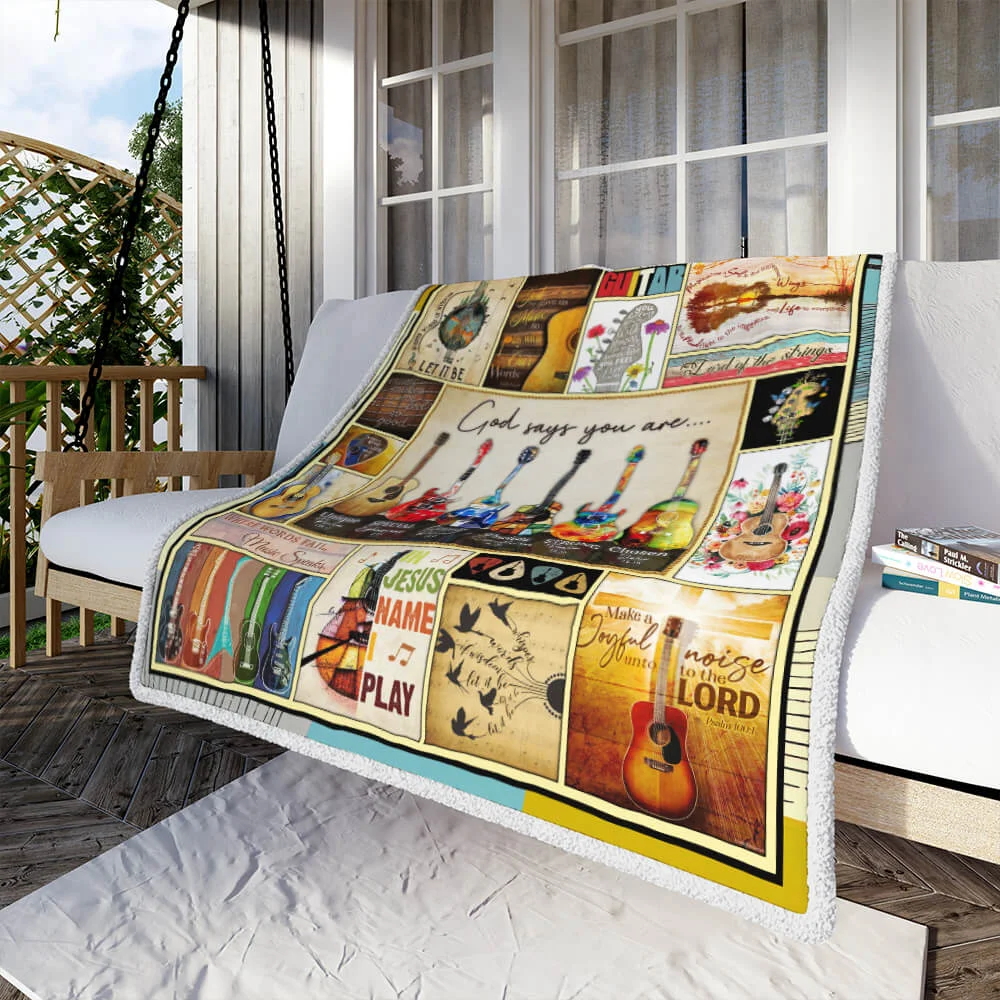 Guitar, God Says You Are Sofa Throw Blanket