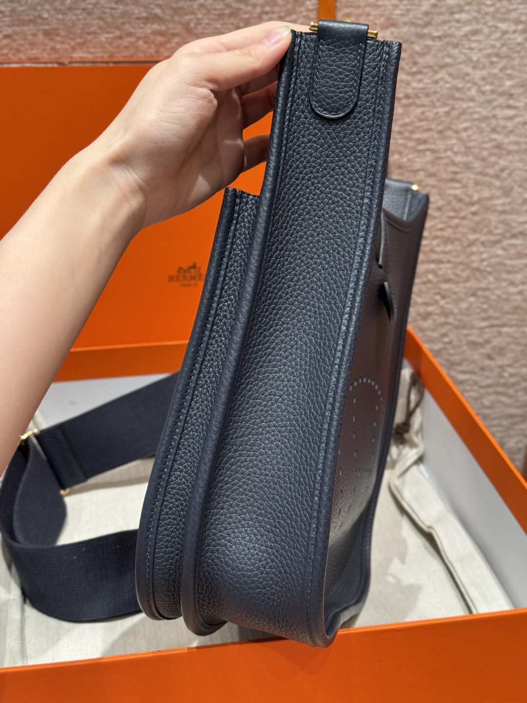 Hermès Evelyne 2ZBlue niut handbag (handmade to order)