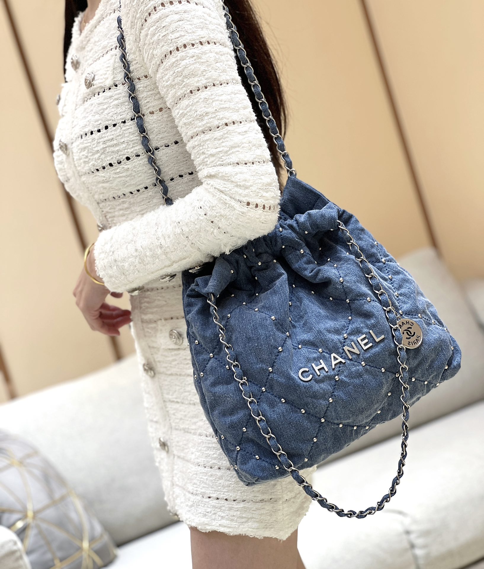 Chanel 24S Spring/Summer Collection Rivet Denim Handbag AS3260