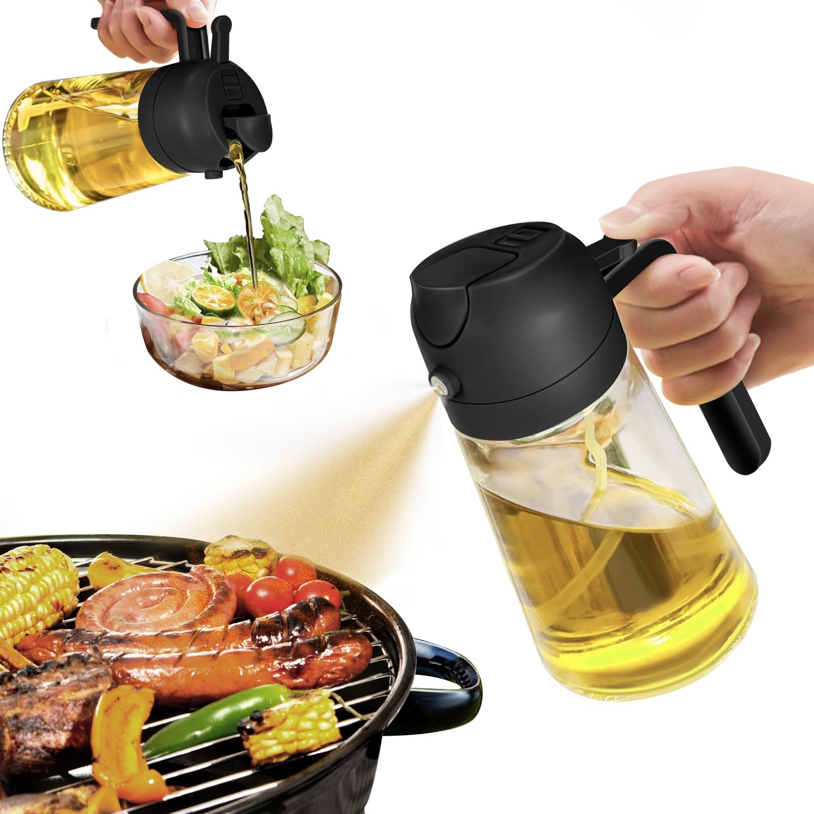 ❤️Early Mother's Day Sale 60% OFF❤️Oil Sprayer for Cooking, 2 in 1 Olive Oil Dispenser Bottle for Kitchen