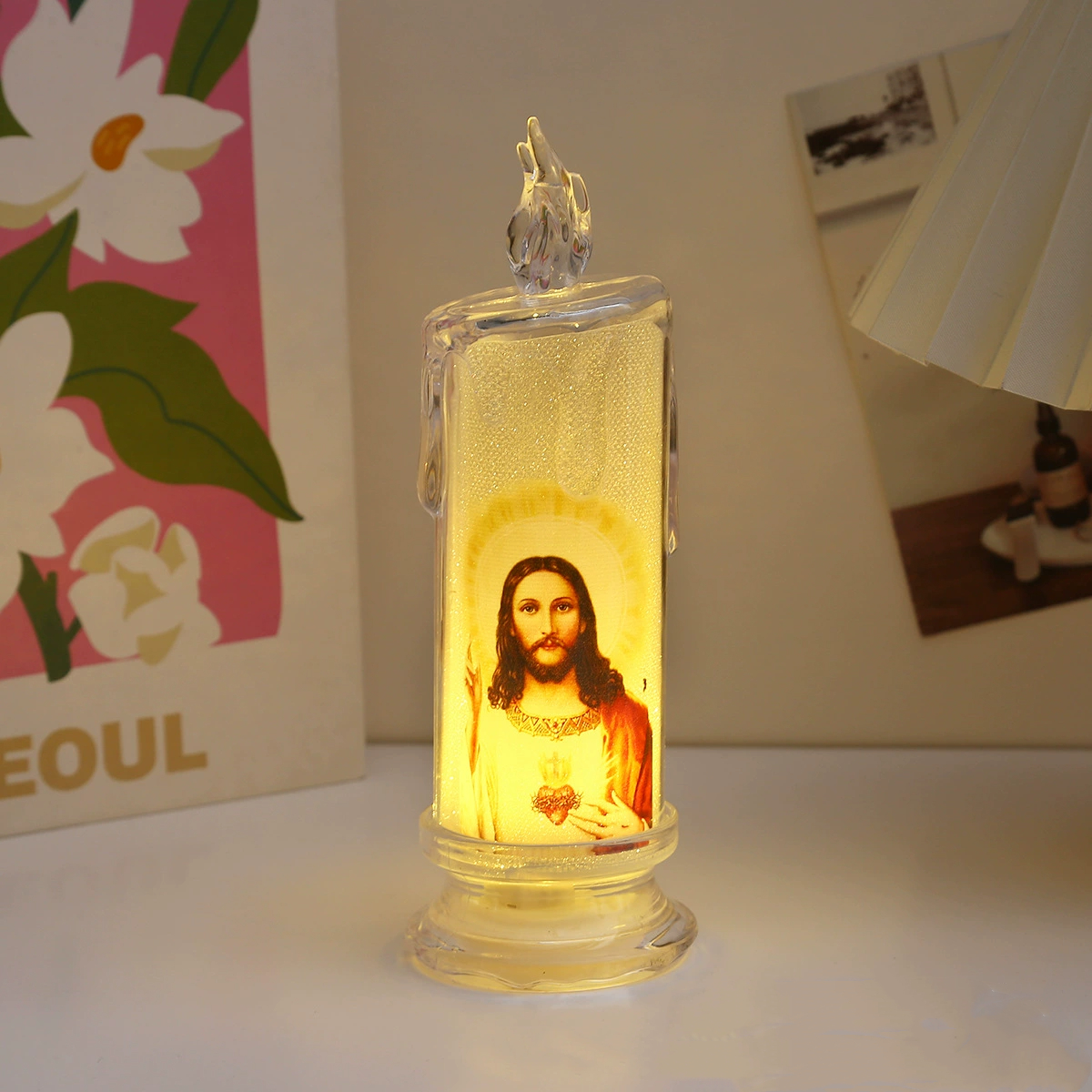🕯️🕯️LED prayer flameless candles, Jesus saints religious decoration,  Easter gift