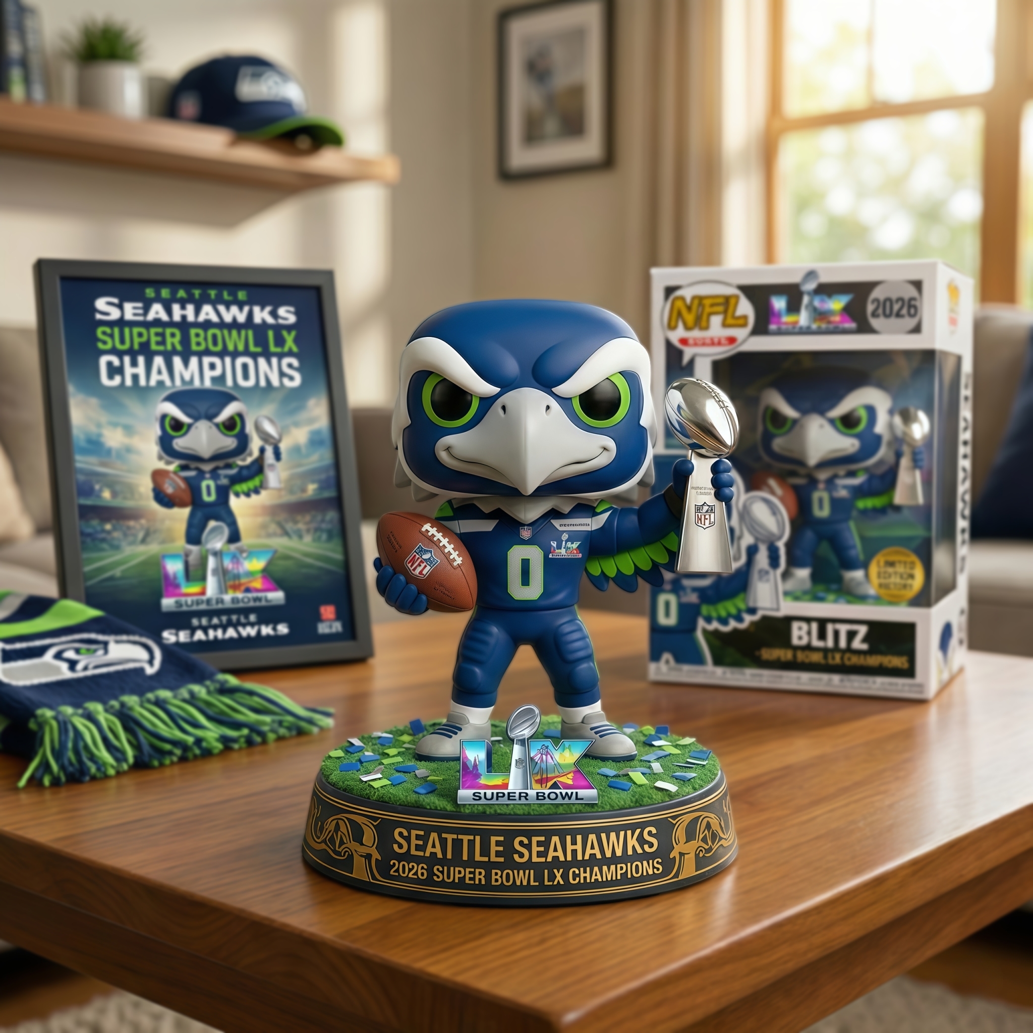 🏆 Seattle Seahawks – Super Bowl LX Champions Commemorative Pop! Figure