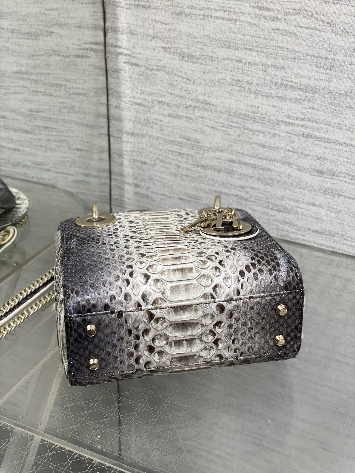 Dior Lady three-grid rare snakeskin Princess Diana bag
