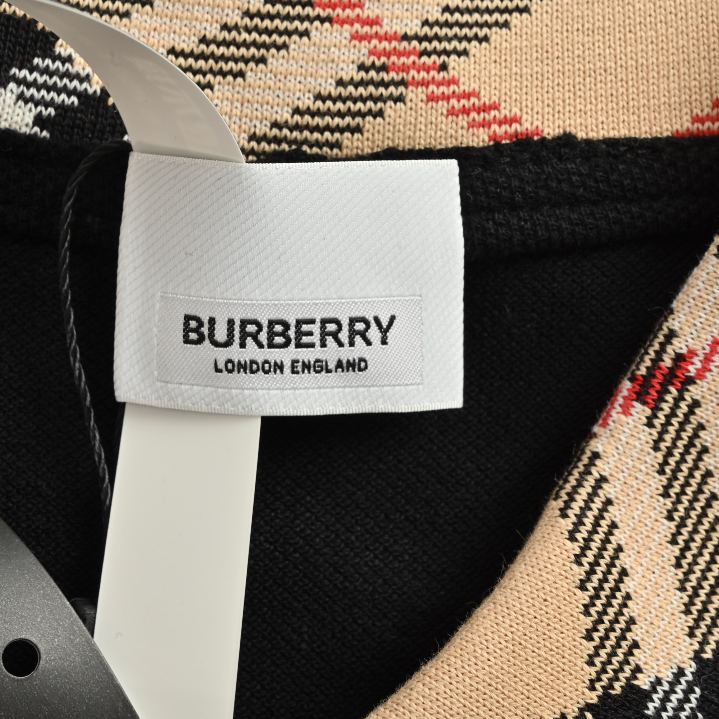 Burberry 25ss leather logo check collar Polo short sleeve