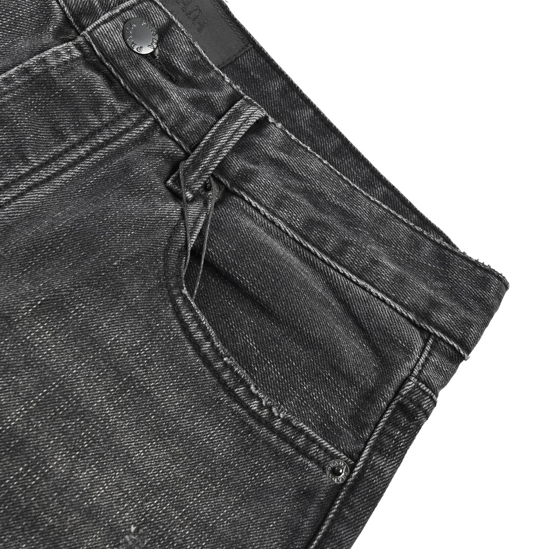 Prada 23Fw washed jeans with triangle logo embroidery