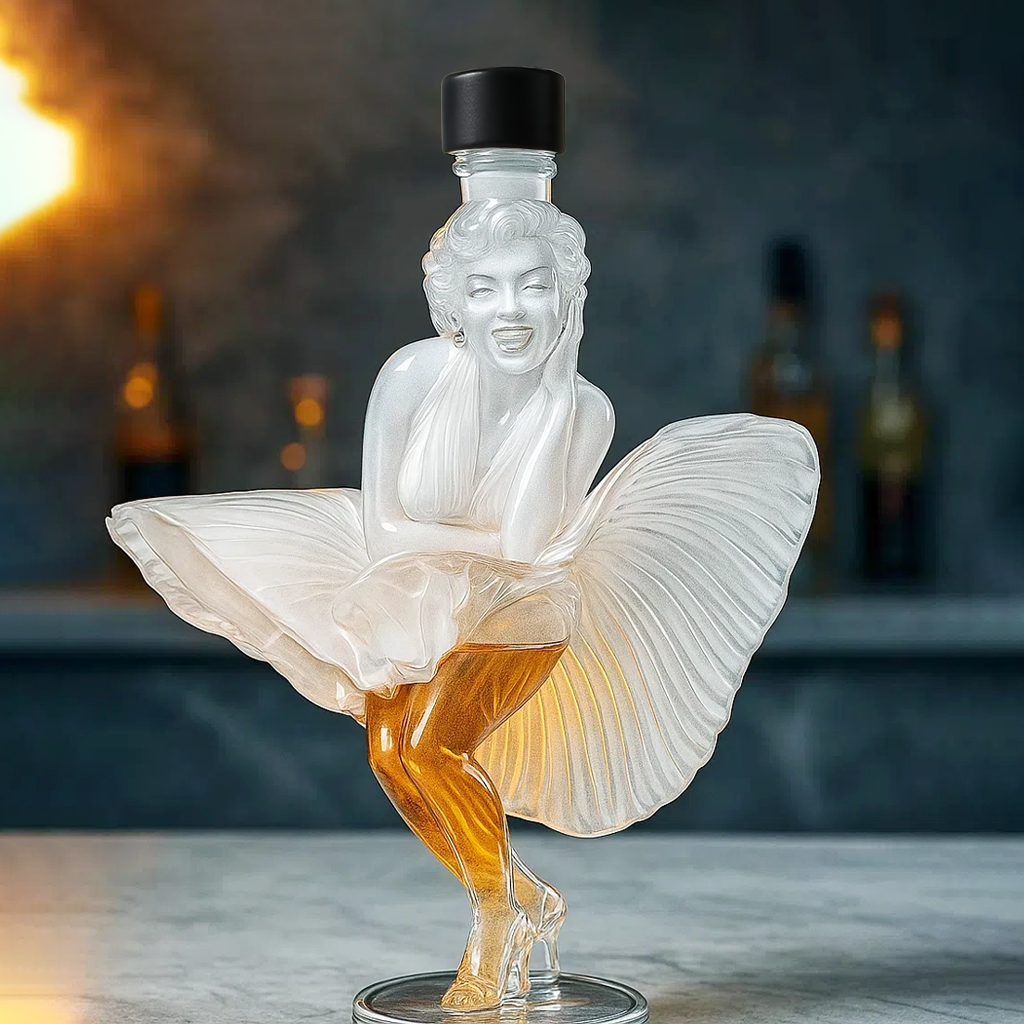 💋 Marilyn Monroe Whiskey Bottle — A Timeless Icon in Crystal and Gold