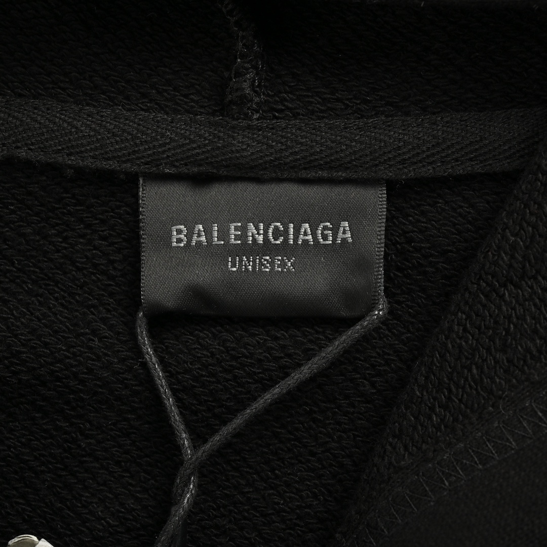 Balenciaga 24Fw hooded double-ring embroidered zippered sweatshirt jacket