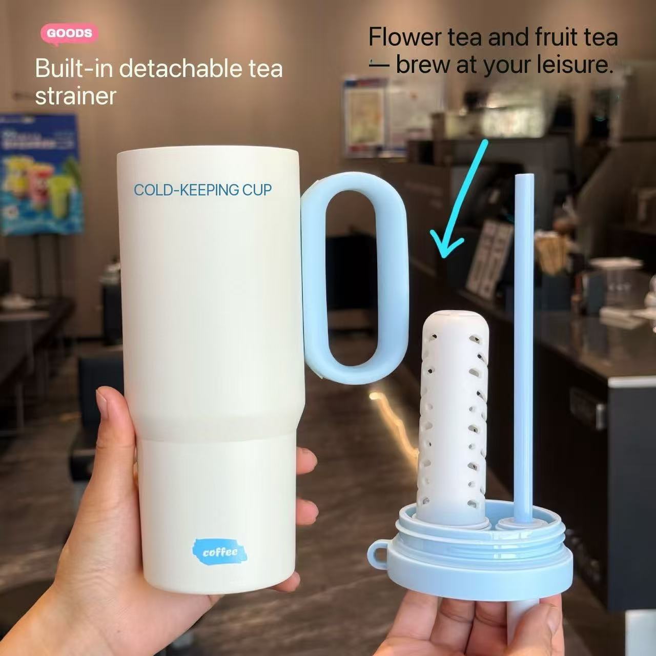 New large-capacity 316 stainless steel insulated cup, ice-cooling cup, new style for women, car-mounted stainless steel straw cup