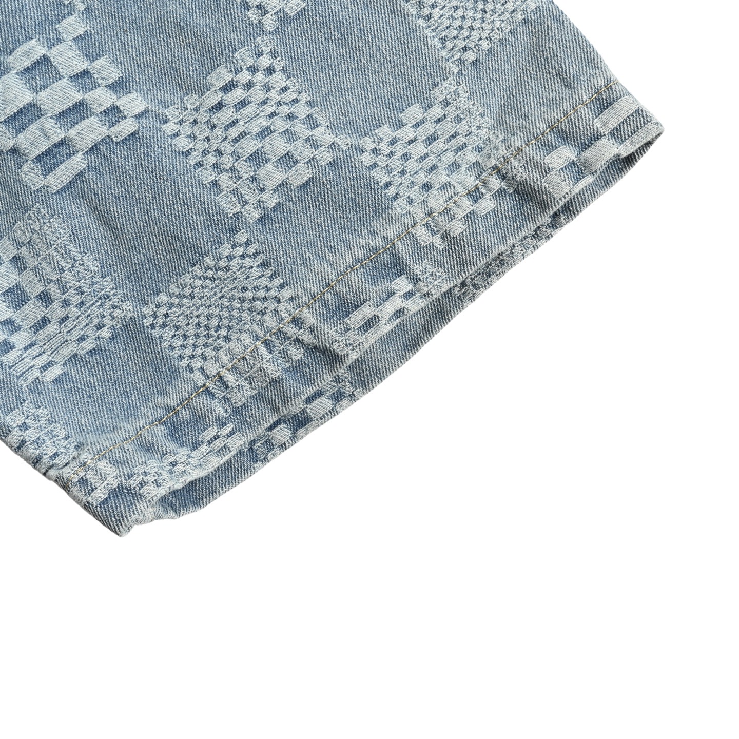 Louis Vuitton 25ss Checkerboard Jacquard Denim Short Sleeve Shirt