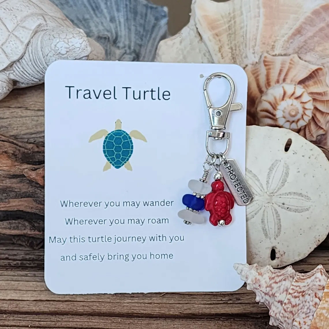 Sea glass Travel Turtle Charm
