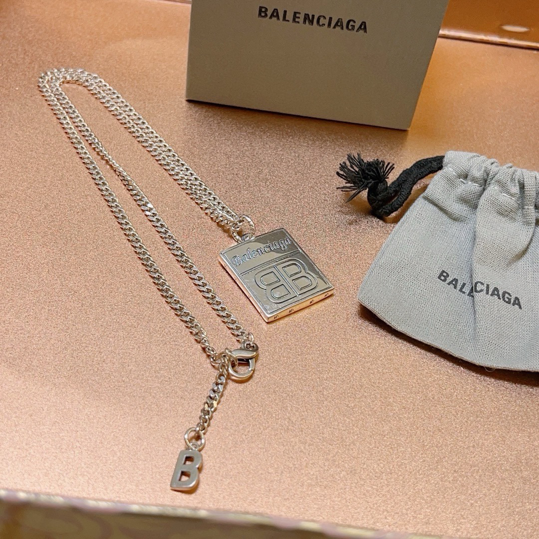Balenciaga BB Square Chain Necklace