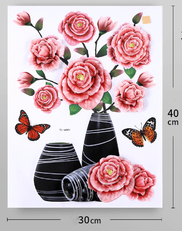3D Stereo Simulation Vase Wallpaper Refrigerator Sticker