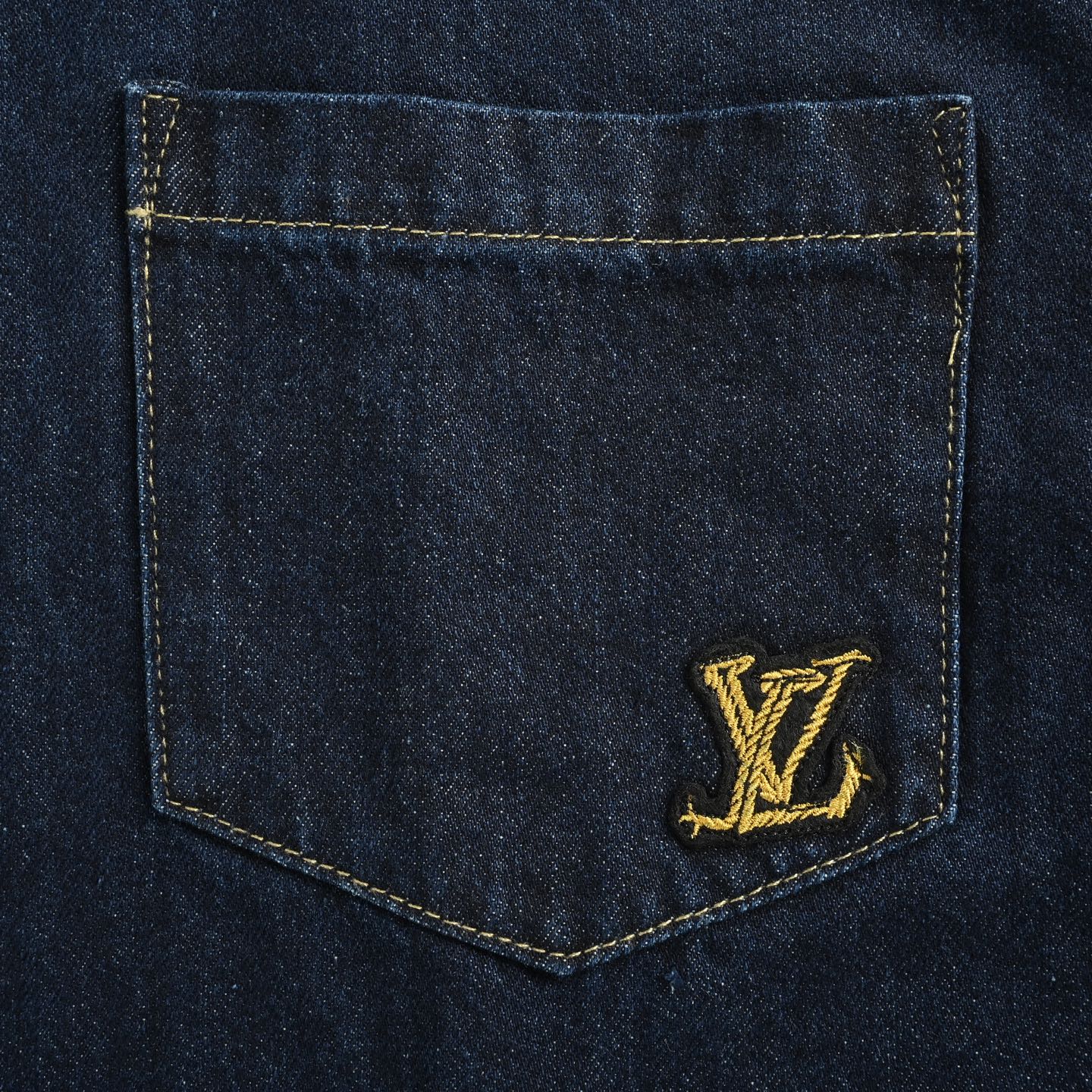 Louis Vuitton 25ss rope signature monogram embroidered denim short sleeve shirt