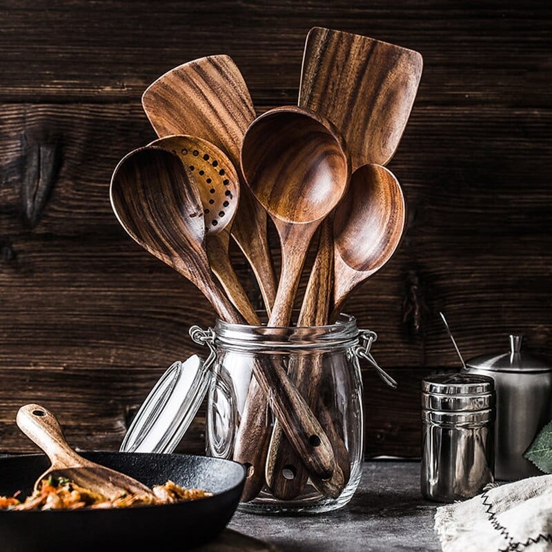 On Sale🔥 Natural Teak Wood Utensil Set