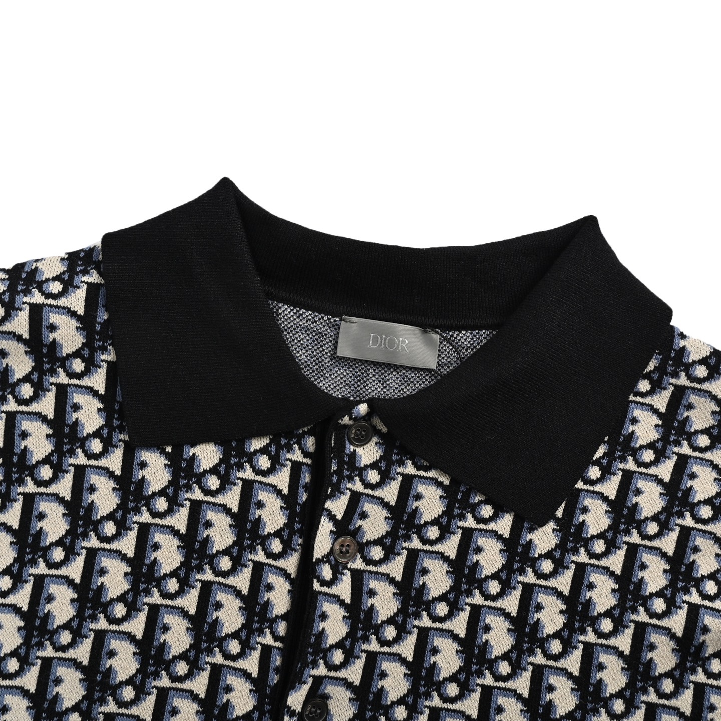 Dior classic monogram jacquard knitted Polo short sleeve
