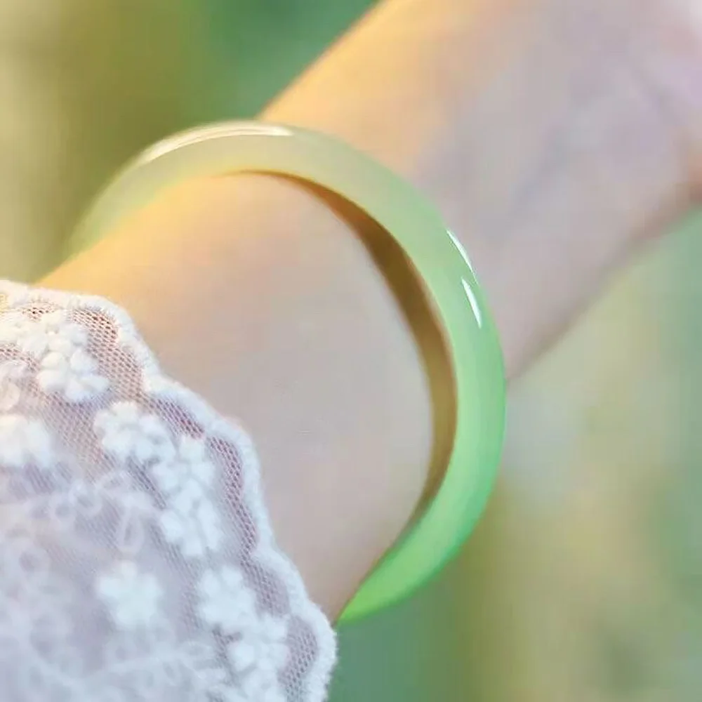 Natural Green Jade Bracelets Handring For Women Fine Jewelry 6mm Chalcedony Agate Bangle Fashion Accessories Free Shipping