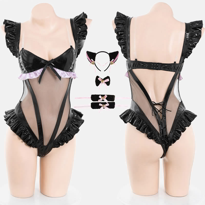 PU Hollow Lace-up Jumpsuit