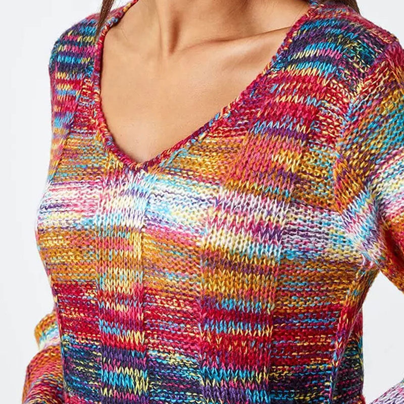 Gradient Rainbow Color Long Sleeve Sweater in Stylish Design
