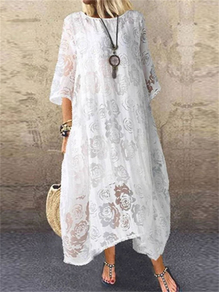 Roses Lace Oversize Flowy Maxi Dress