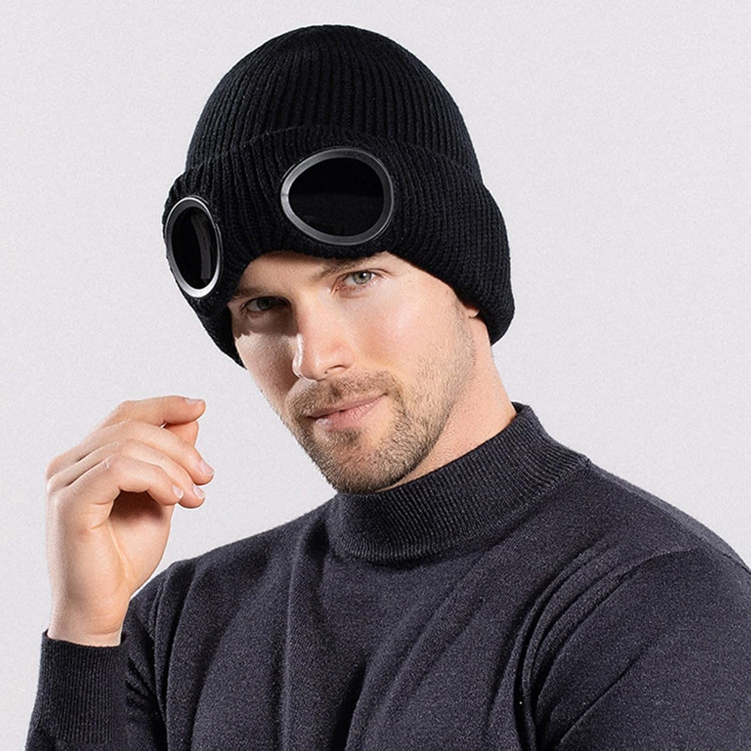 Winter Goggle Knitted Beanie Hat