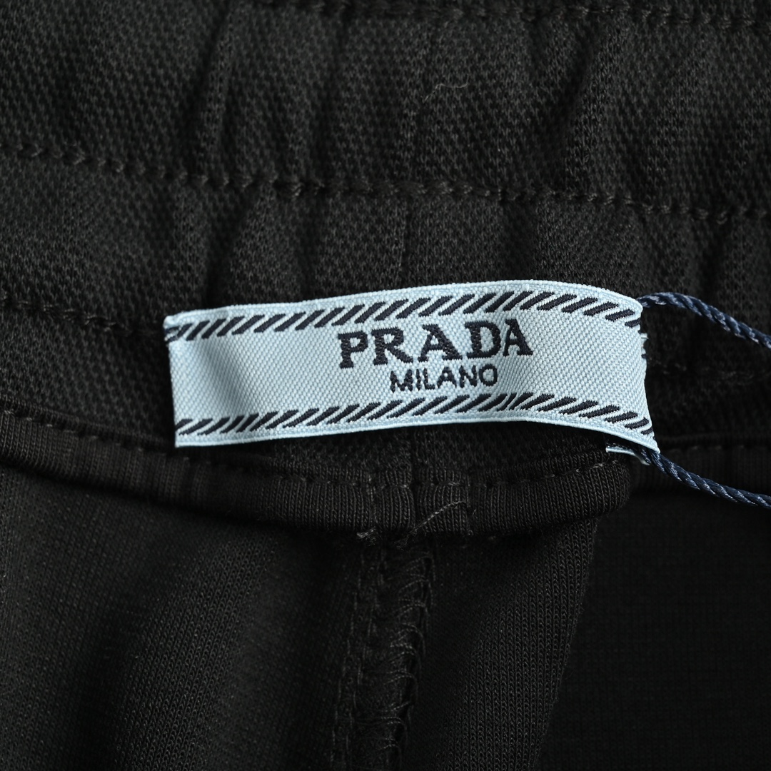 Prada 24Fw triangle logo green webbing patchwork suit trousers