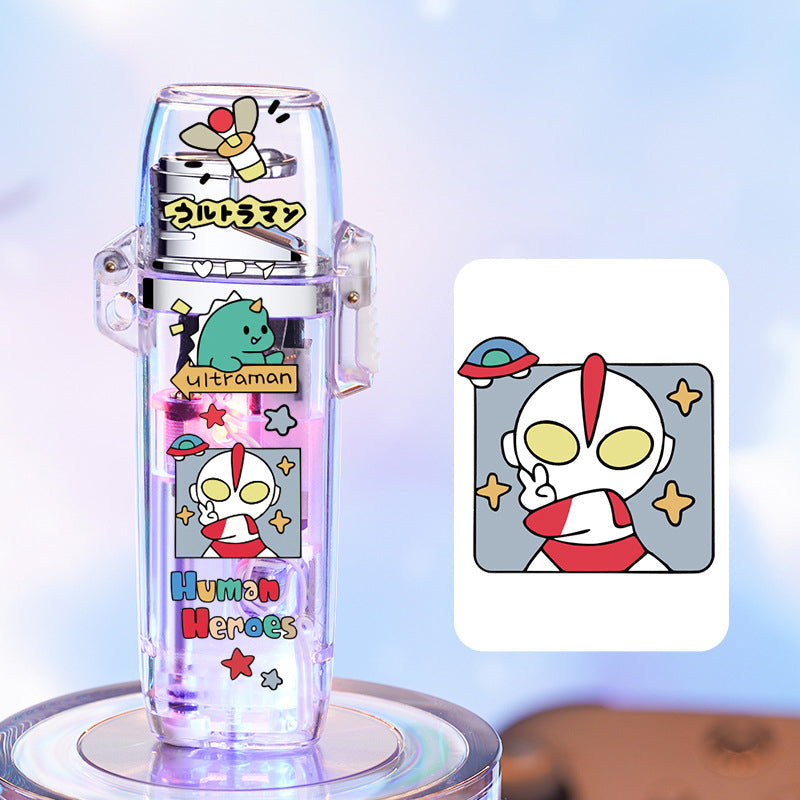 Sanrio cute luminous cartoon lighter, pink flame refillable windproof lighter