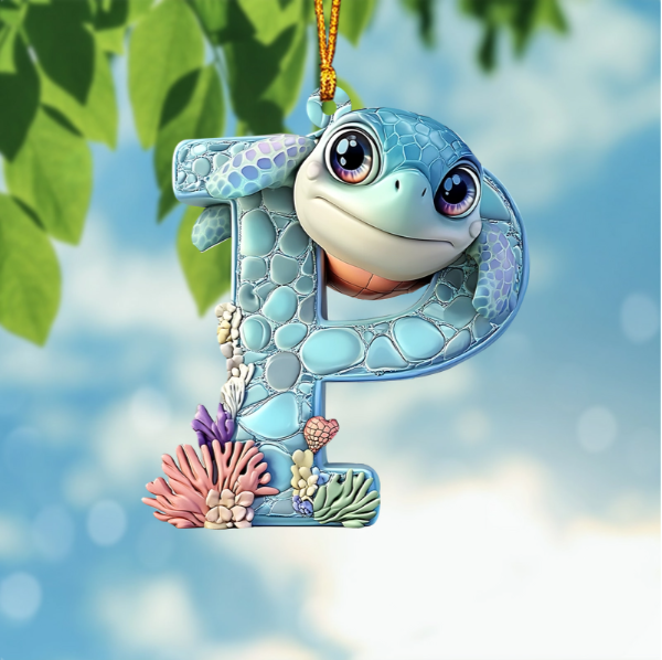 Cute Turtle Letter Shaped Ornament