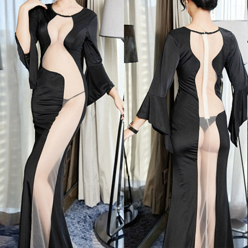 Flare Sleeve See-through Dress