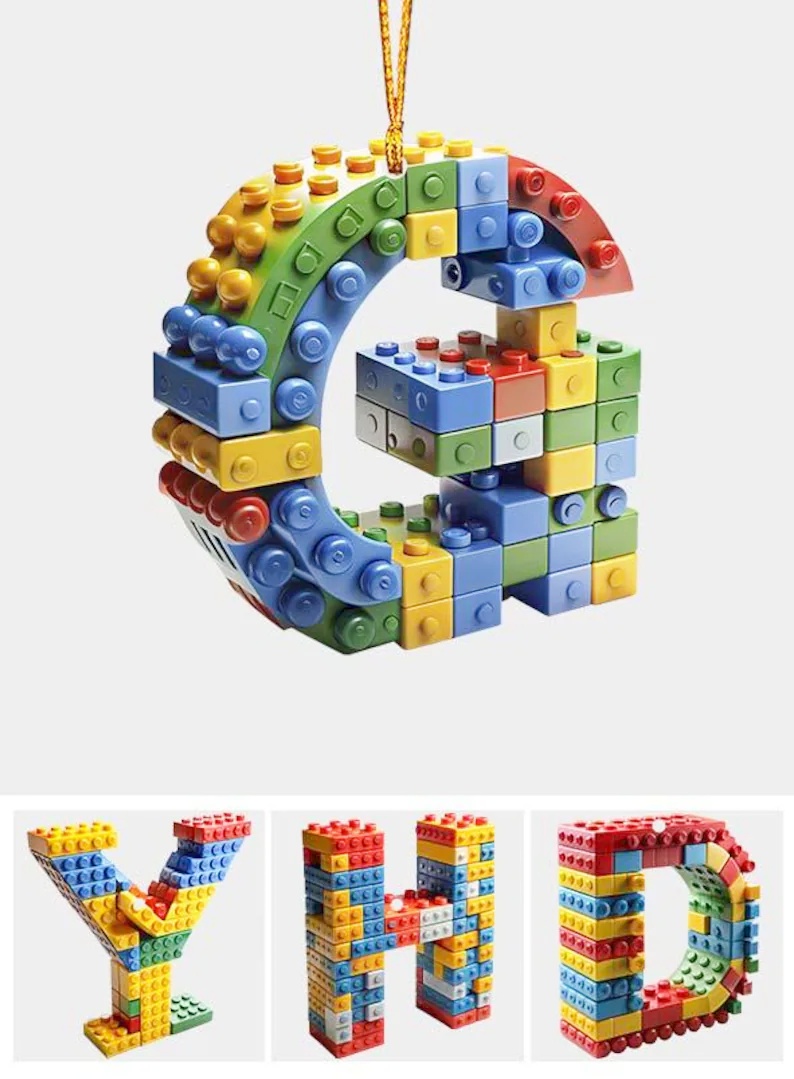 Building Brick Letter Ornament for Christmas