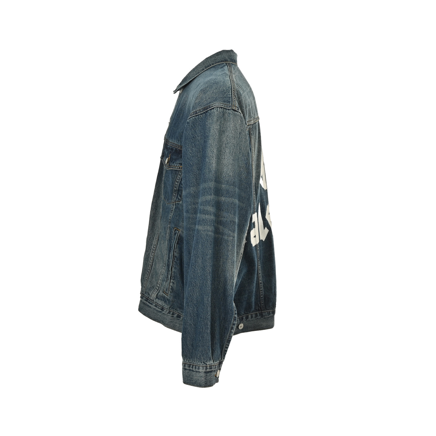 Balenciaga 25Fw blue denim jacket with silver tape print