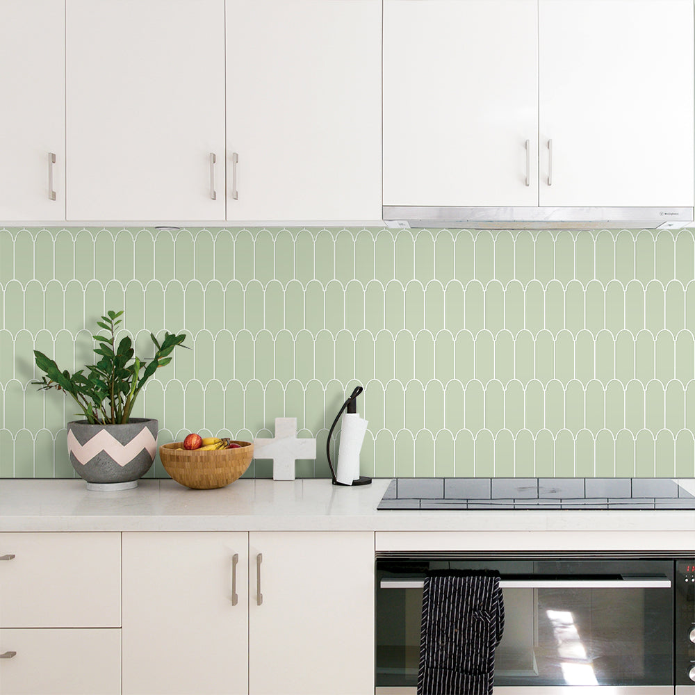 Olive Green Fish Scale Peel and Stick Tile Backsplash - Thicker Design