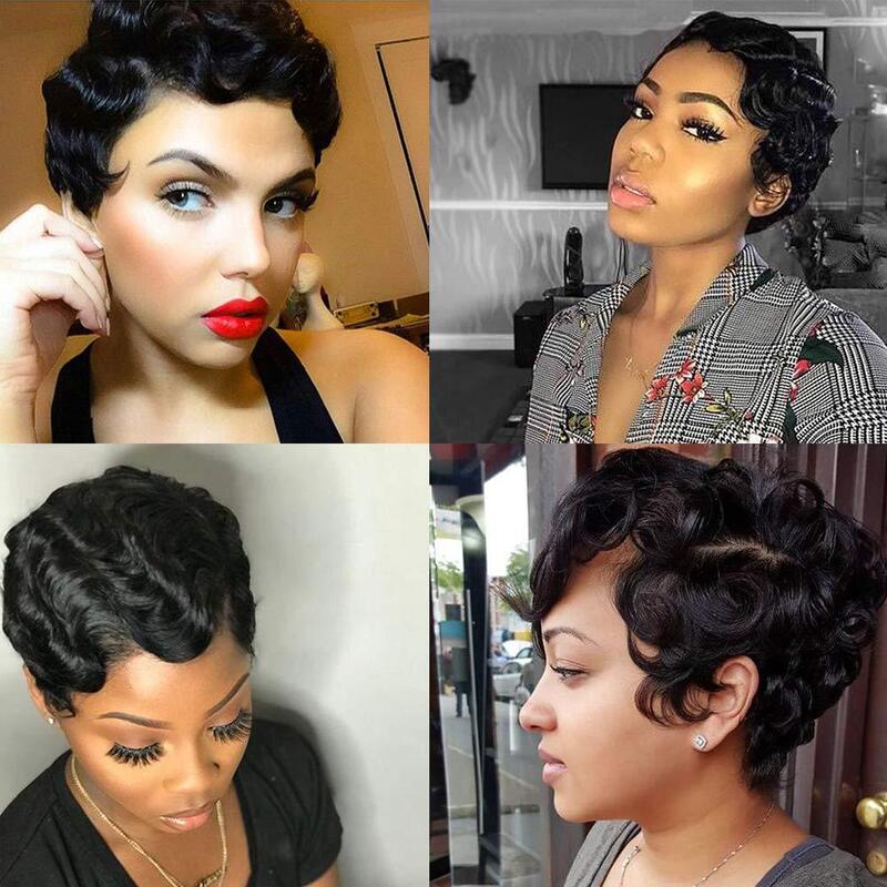 Lunawigs Women's Super Short Curly Parted Wigs - Bob Collection