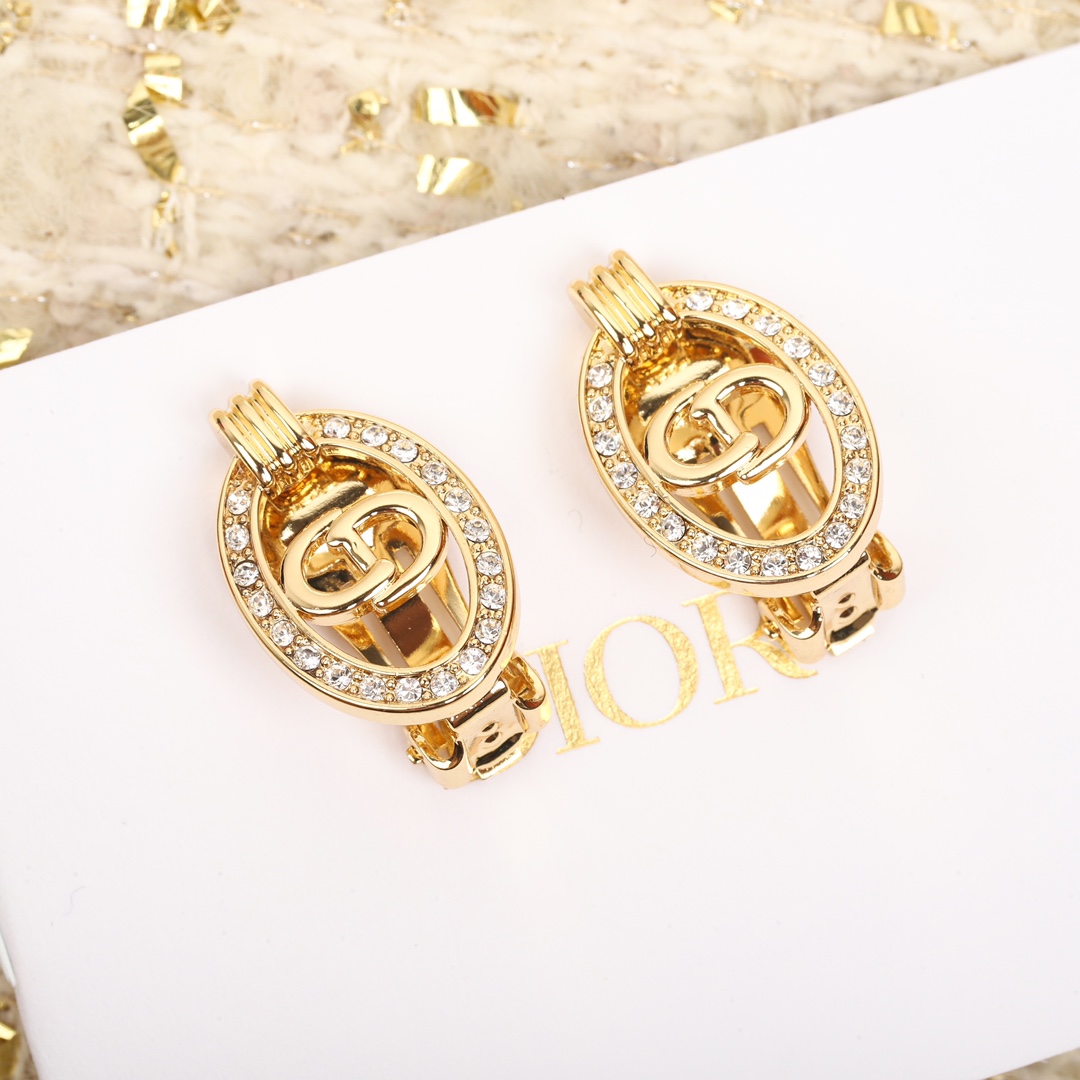 Dior oval diamond earrings
