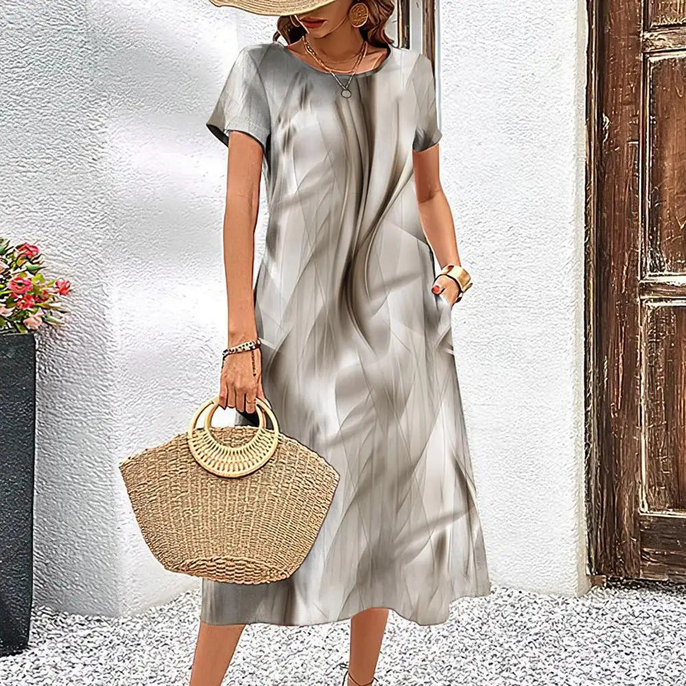 Casual Fashion Simple Line Pattern Top with Elegant A-Line Skirt