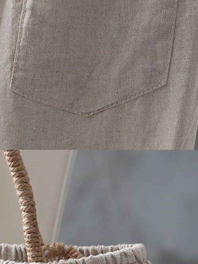 Women's Solid Color Simple Versatile Loose Casual Cotton And Linen Pants