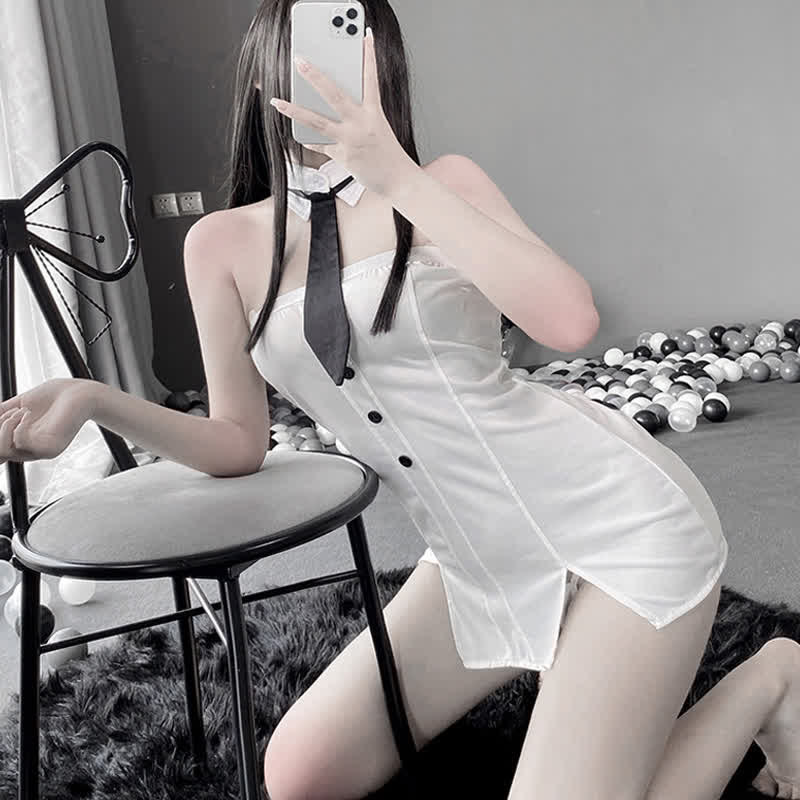 Strapless OL Uniform Lingerie Stockings Set