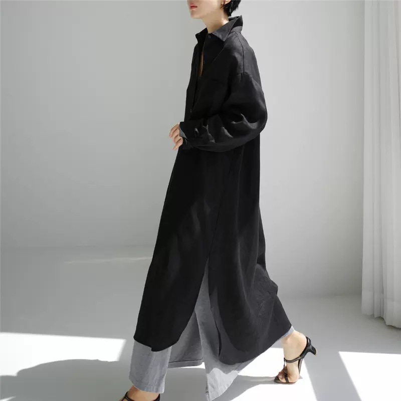 Solid Color Button Down Comfy Maxi Dress
