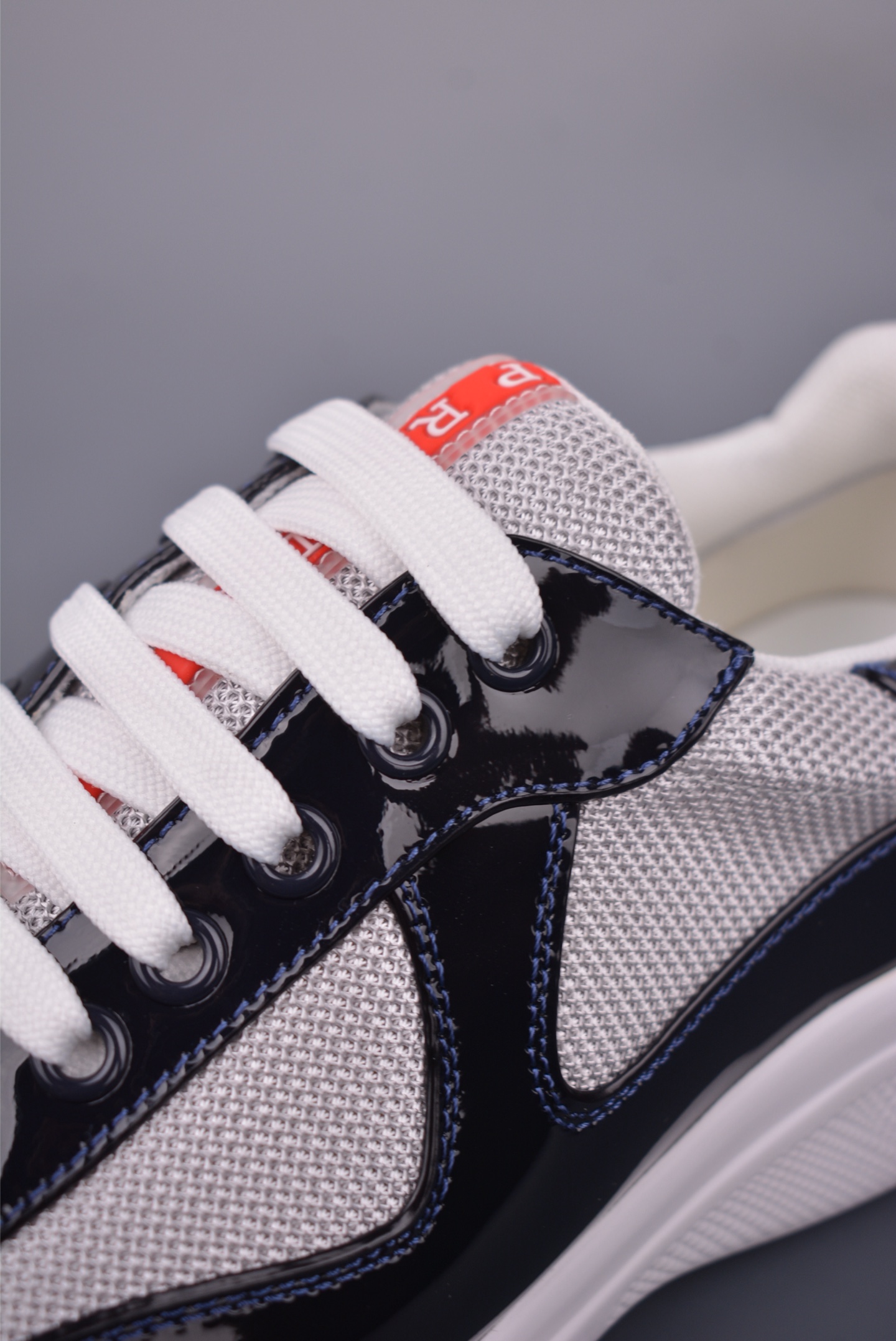 Prada America’s Cup patent leather black white gray blue line 4E3400_ASZ_F0FJT_F_G000