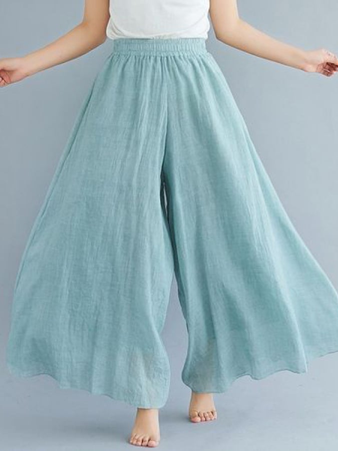 Cotton Linen High Waist Retro Swing Culottes