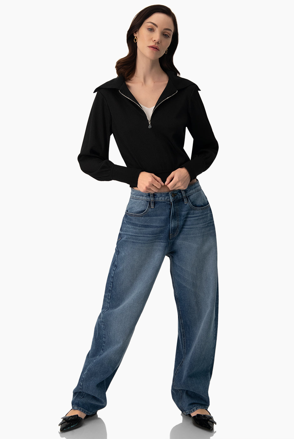Blusa de cuello y manga con puños