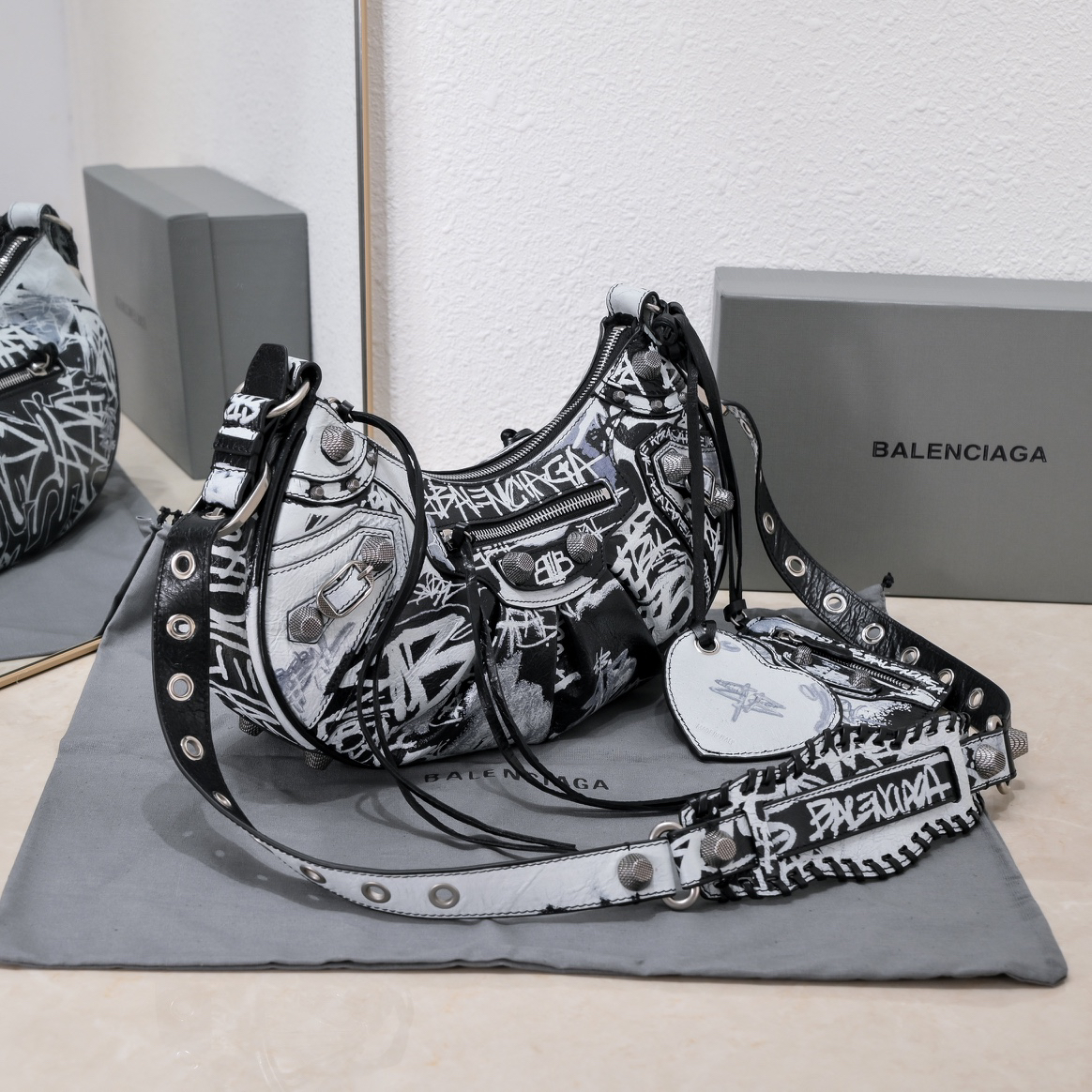 Balenciaga Le Cagole Graffiti Large Underarm Bag