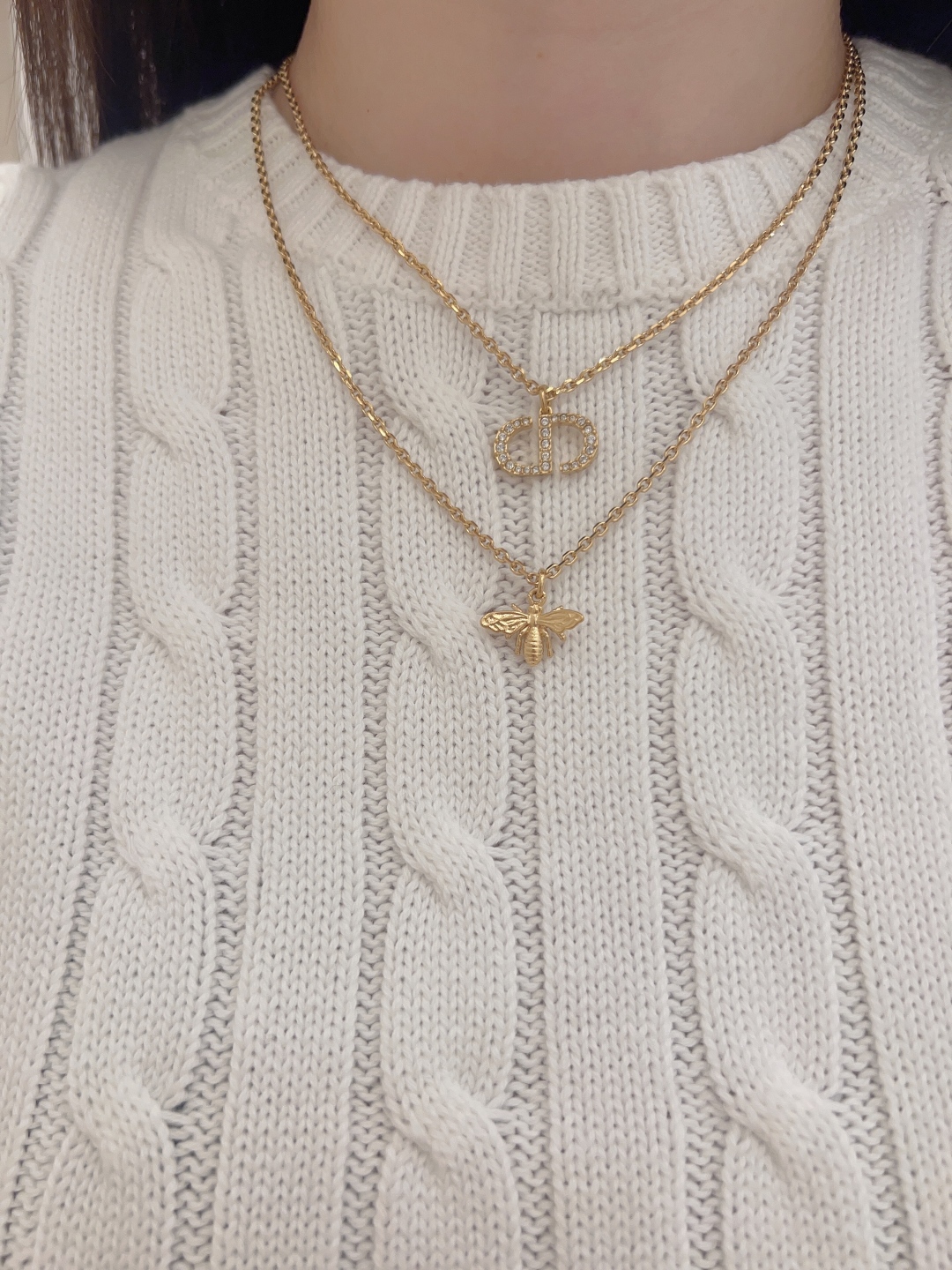 Dior Diamond CD Bee Double Necklace