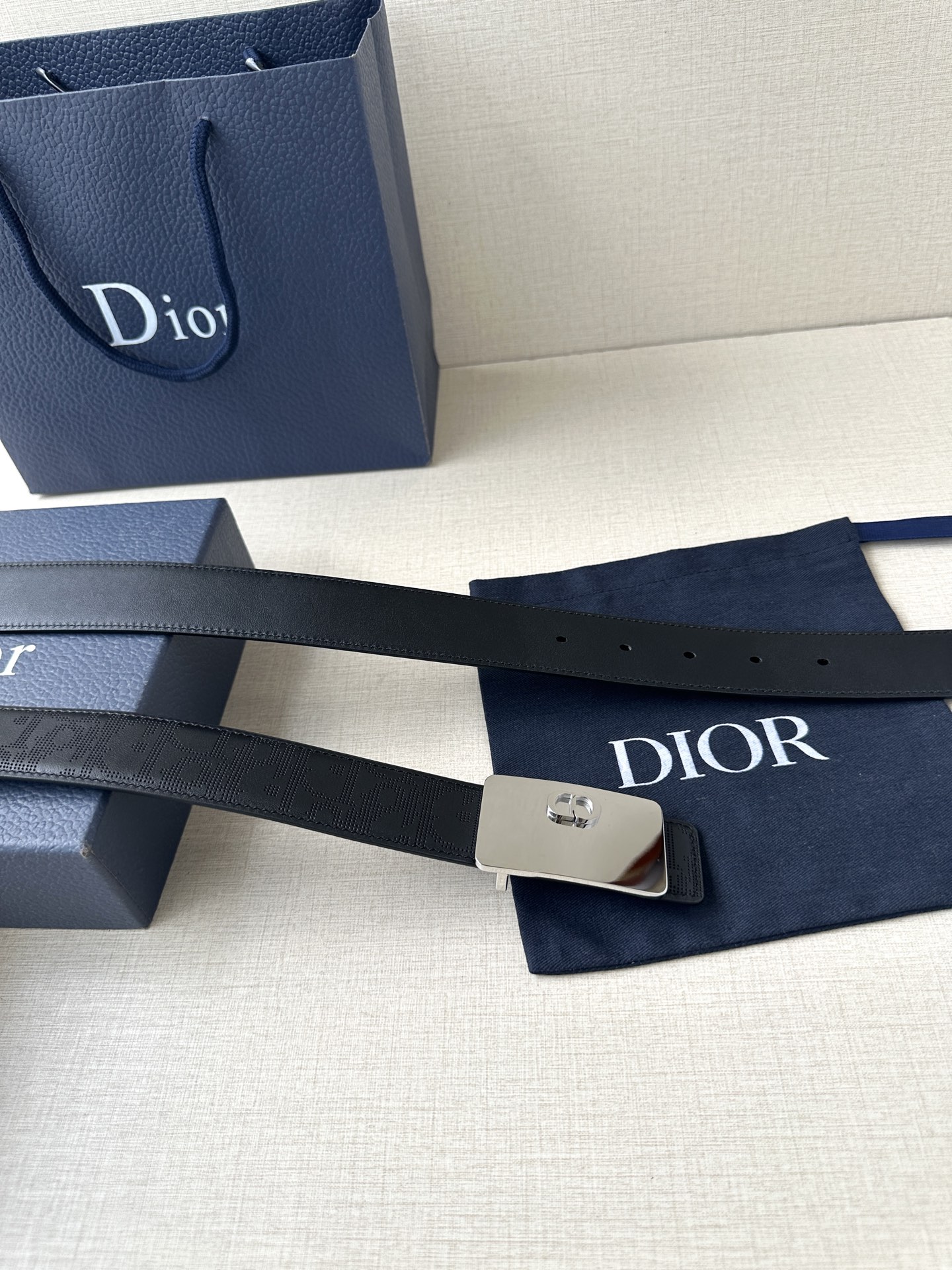Dior square buckle leather belt 3.5CM wide