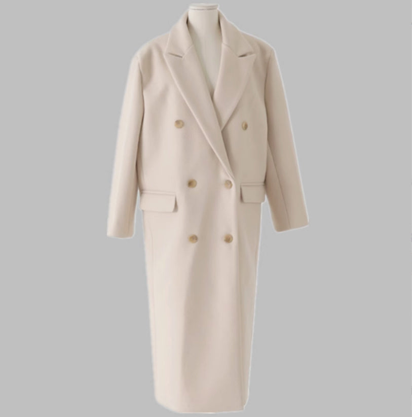 Ultra Long High-End Gray Thick Front Shoulder Coat
