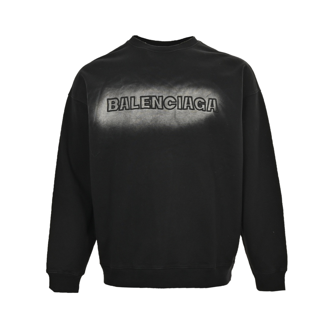 Balenciaga 24Fw Heavy Washed Distressed Double B Embroidered Sweatshirt Suit