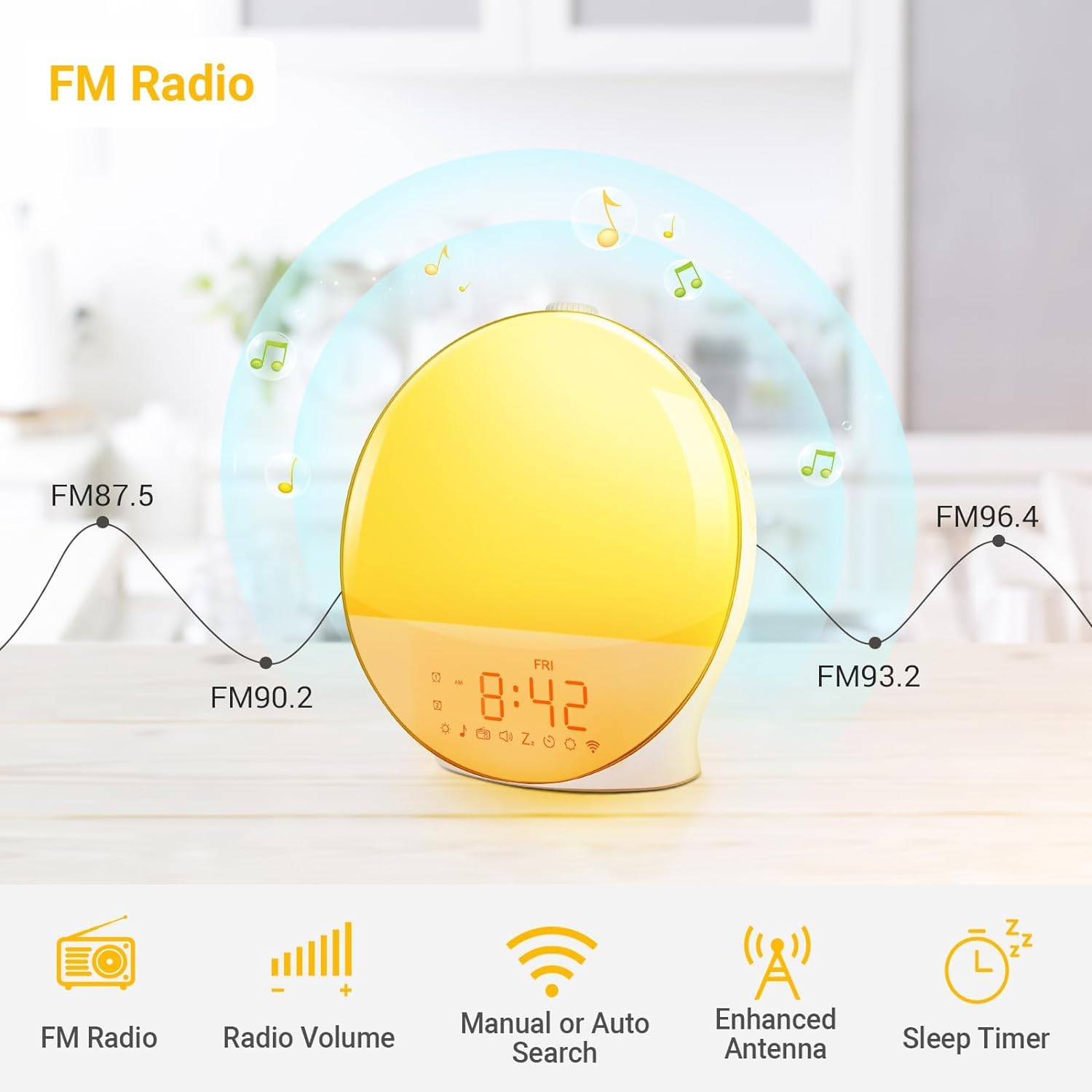 Sunrise Alarm Clock for Heavy Sleepers, Wake Up Light with Sunrise/Sunset Simulation