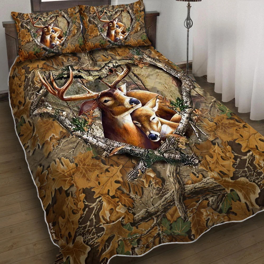 Deer Couple Quilt Bed Set