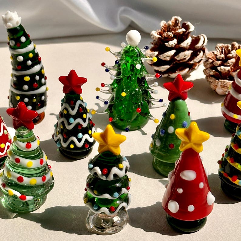 🎄Early Christmas Sale 49% OFF🎄Handmade Lampwork Glass Mini Christmas Trees