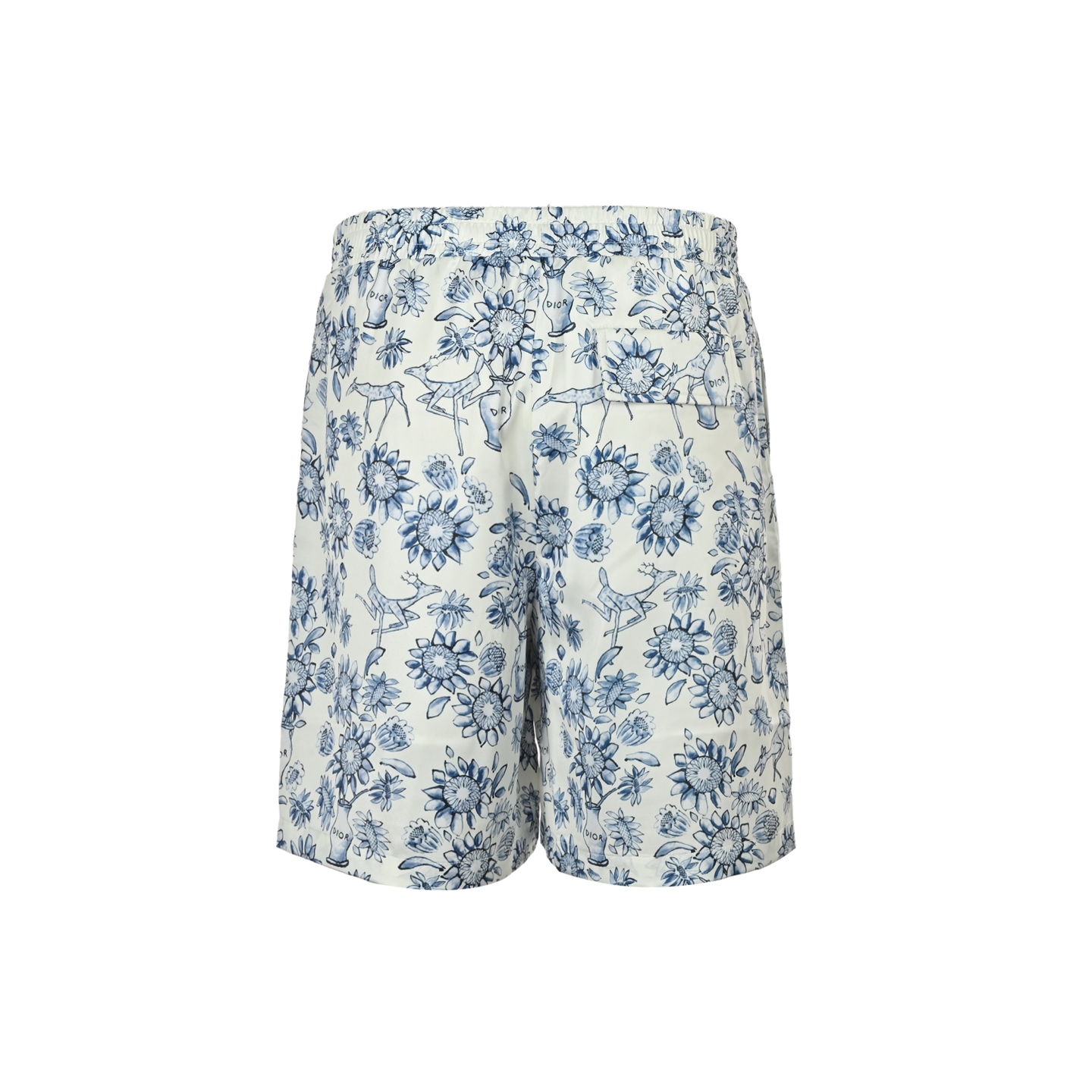 Dior Blue and White Porcelain Print Shorts