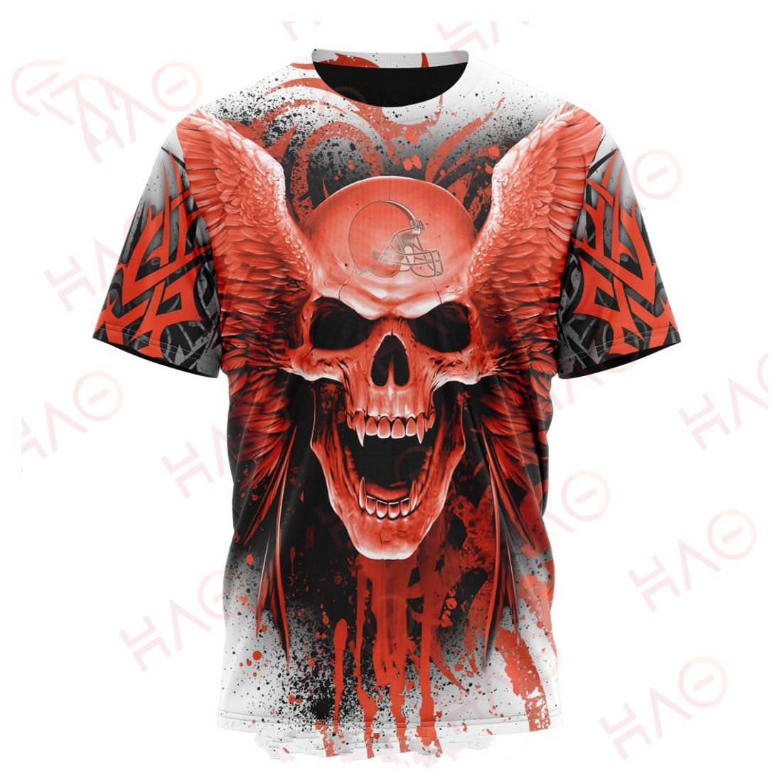 CLEVELAND BROWNS 3D HOODIE SKULL ART